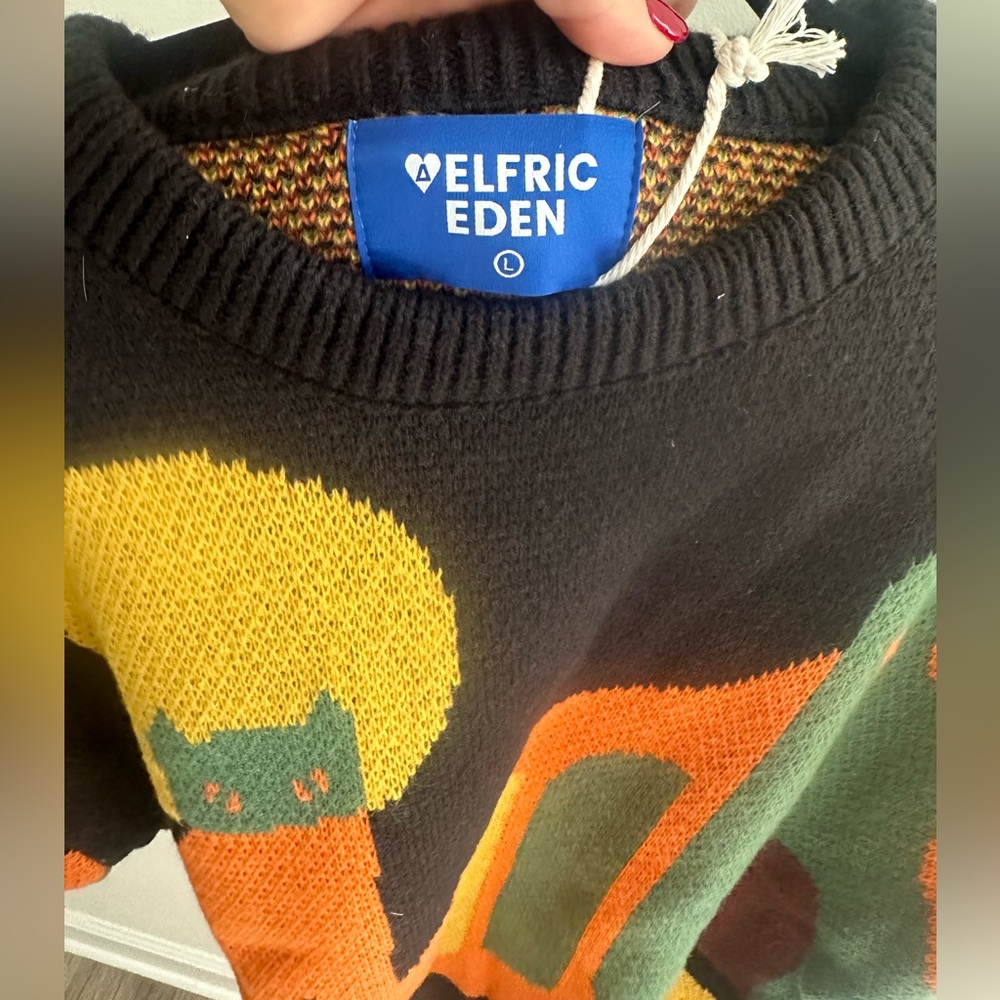 Aelfric Eden Graphic Sweaters Color Blocking Vintage Oversized  Knit Pullover - Picture 6 of 8